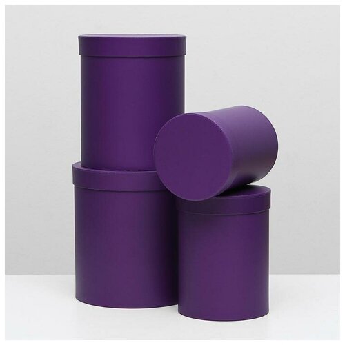 Набор круглых коробок 4 в 1 23 х 23 х 25 - 15 х 15 х 20 см Пурпурный