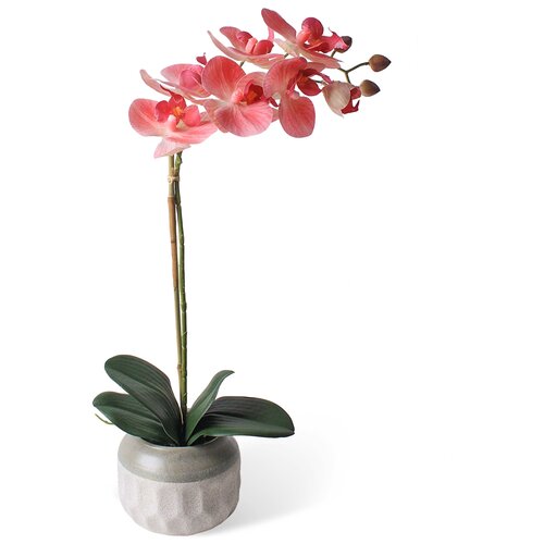 Искусственные цветы Орхидея Фаленопсис 1 ветка в керамическом кашпо