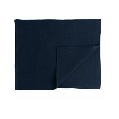 Дорожка на стол из умягченного льна темно-синего цвета essential 45х150