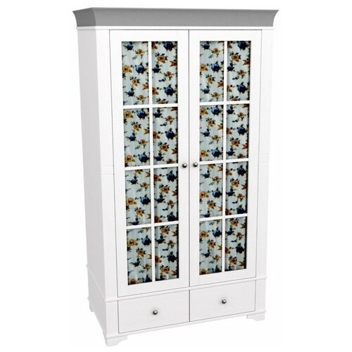 Шкаф Бейли 2-ств со стеклянными дверями цвет: белый/серый