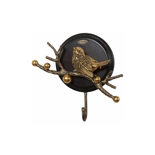 Настенный крючок Bogacho Терра коричневый на подставке МДФ с птичкой из литьевого мрамора