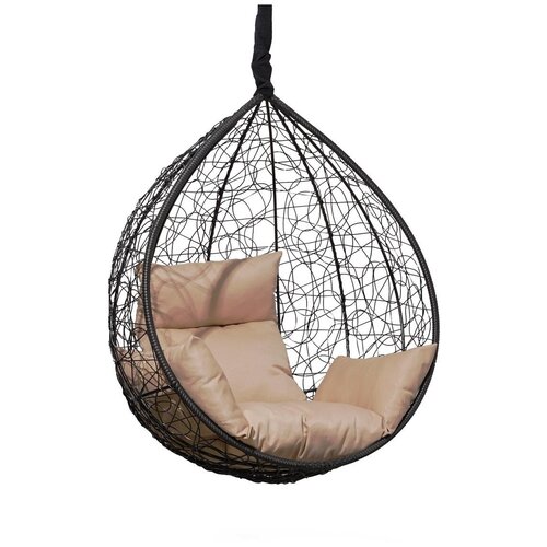 Подвесное кресло-кокон SEVILLA черный без стойки (коричневая подушка)