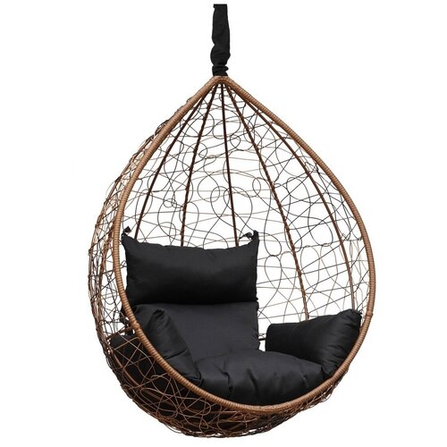 Подвесное кресло-кокон SEVILLA горячий шоколад без стойки (черная подушка)