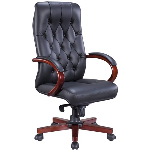 Офисное кресло руководителя Everprof Monaco Wood кожа черный