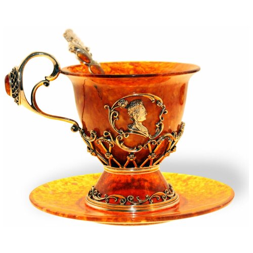 Чашка чайная "Екатерина" из янтаря (бронза)