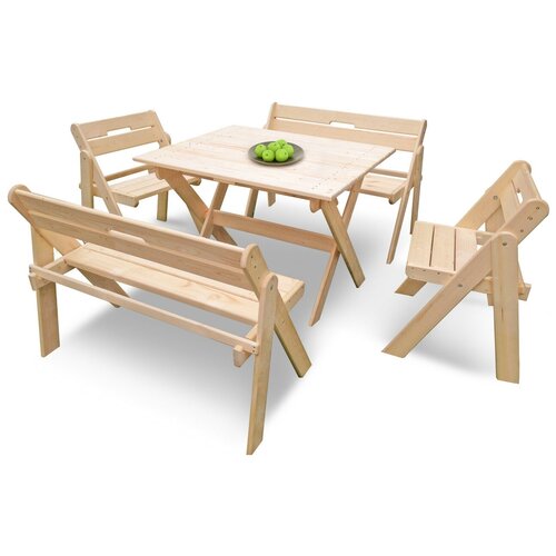 Комплект садовой мебели "на 6 человек" складной деревянный (Стол
