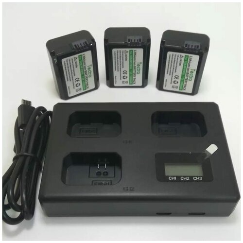 Тройное зарядное устройство + 3 аккумулятора NP-FW50