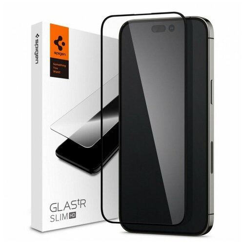 Защитное стекло SPIGEN GLASS FC для iPhone 14 Pro (Black)