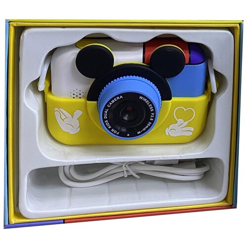 Детский цифровой фотоаппарат Микки Маус/С картой памяти 16 Гб в Подарок/С селфи камерой и играми/Для детей/Для мальчика и девочки/Цвет: красный