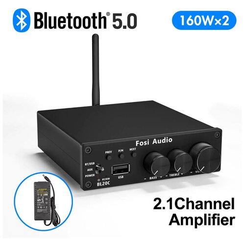 Fosi Audio BL20C Bluetooth HiFi 2.1 Усилитель 160 Вт x 2 + USB