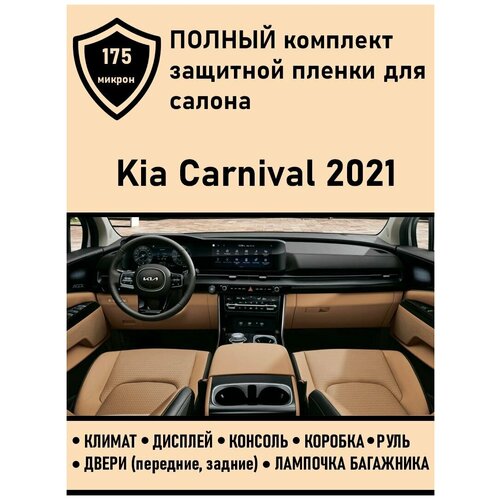 Kia Carnival 2021 полный комплект защитных пленок для салона ГУ+климат+дисплей+консоль+двери