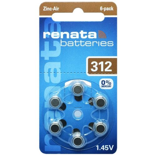 Батарейки для слухового аппарата Renata ZA312