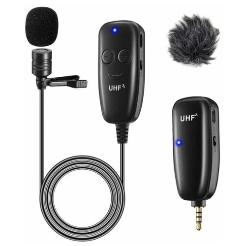 Беспроводной петличный микрофон TM8 UHF X016 LED с ветрозащитой