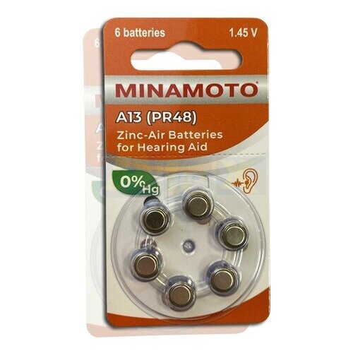 Батарейкa для слуховых аппаратов MINAMOTO ZA 13 60