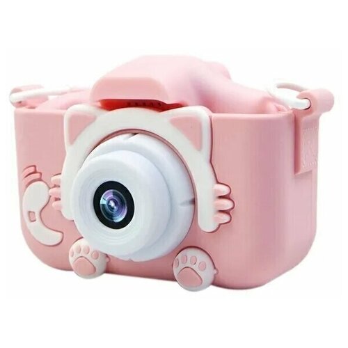 Фотоаппарат цифровой детский розовый Котик /Кошечка с селфи-камерой
