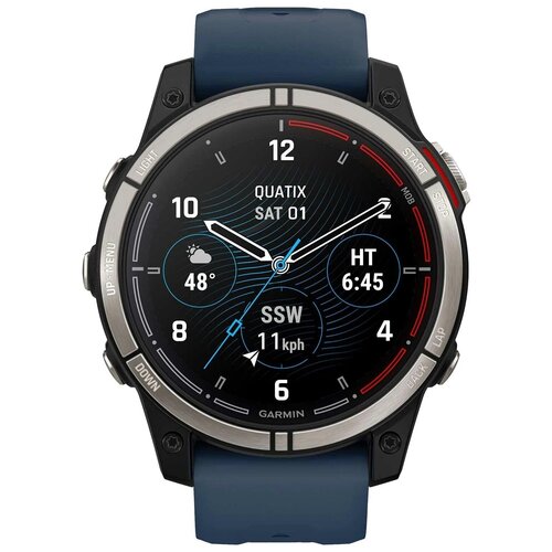 Мультиспортивные часы Garmin Quatix 7 Sapphire титановый с синим силиконовым ремешком