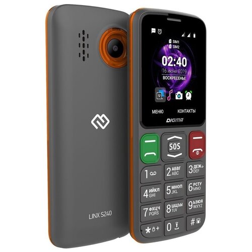 Мобильный телефон Digma S240 Linx черный моноблок 2Sim 2.44" 240x320 0.08Mpix GSM900/1800 MP3 microS