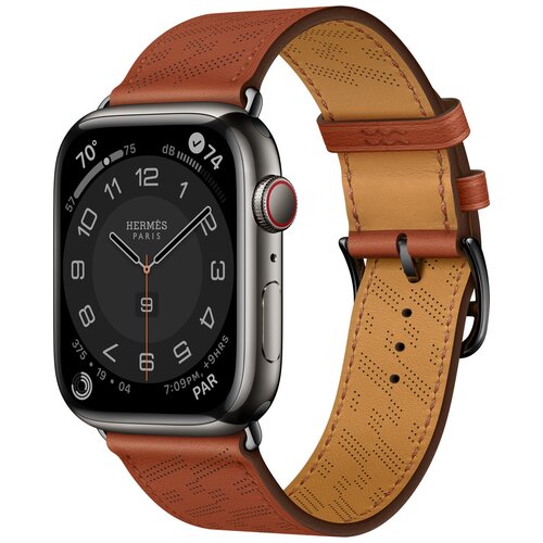 Умные часы Apple Watch Hermès 8 Series GPS + Cellular 45mm Black Stainless Steel Case with H Diagonal Single Tour