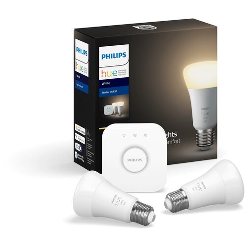 Комплект умных ламп Philips Hue Starter Kit E27 White 2шт с блоком управления (929001821619)