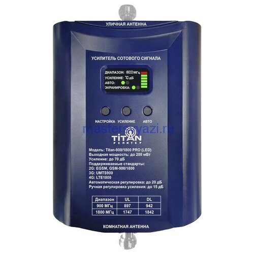 Репитер сотовой связи 2G/3G/4G VEGATEL Titan-900/1800 PRO (LED) / до 1000 м2