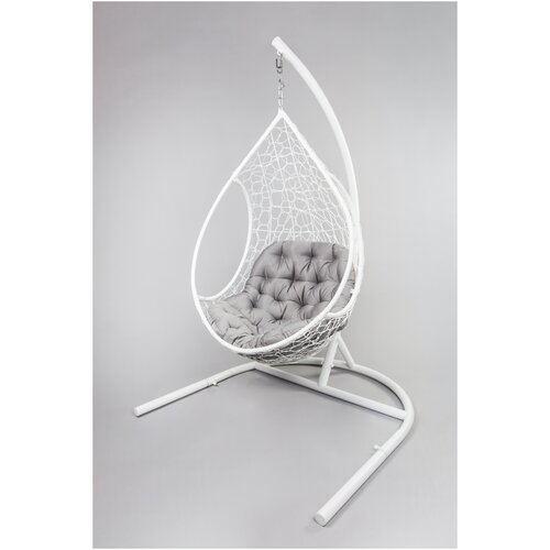 Кресло подвесное "флорес" с опорой (цвет: белый/серый)