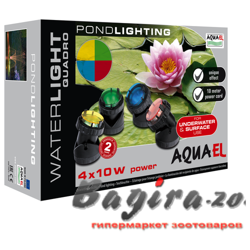 Светильники подводные Aquael Quadro /4 цвета х 10W/