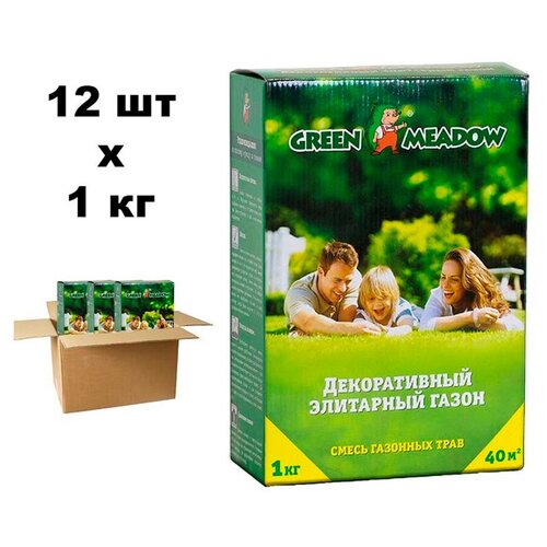 Семена газона GREEN MEADOW Декоративный Элитарный газон 12 шт. по 1 кг