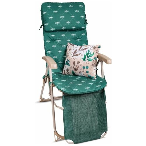 NIKA Кресло-шезлонг со съемным матрасом и декоративной подушкой (HHK7/G темно-зеленый)