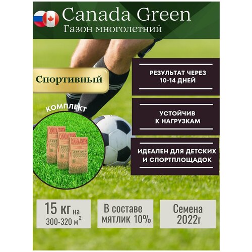 Газонная трава семена спортивный 15 кг Канада Грин "Sport" на 3-3