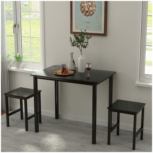 Комплект обеденной мебели Челси черный из 3-х предметов в стиле Лофт (1 стол /2 стула)