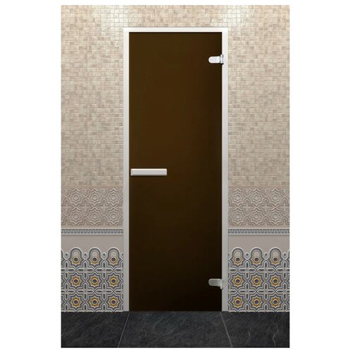 Дверь для бани "Хамам Лайт бронза матовая" 1900х700 мм. Правая (петли справа)