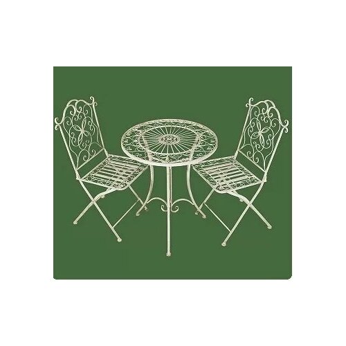 Кофейный комплект мебели Sadlavka SW(120091-140426) Узор-Лотос (стол+2 стула) Белый