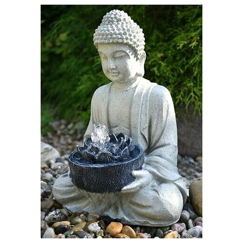 Фигура для фонтана в пруду "Будда с черным цветком"