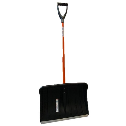 Лопата для уборки снега 397*564*108 в сборе с алюминиевым резцом и оранжевым черенком с ручкой