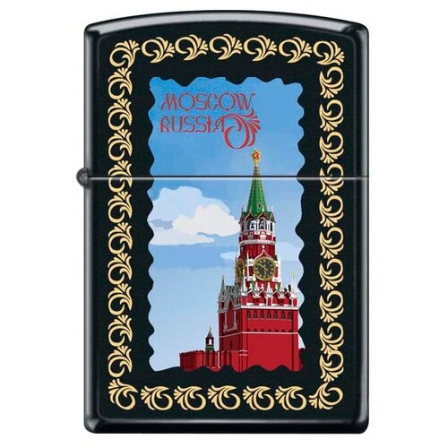 Зажигалка бензиновая Zippo 218 Moscow Kremlin framed Black Matte