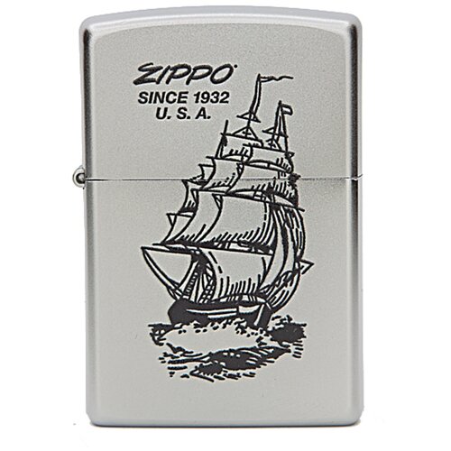 Оригинальная бензиновая зажигалка ZIPPO Classic 205 Boat-Zippo с покрытием Satin Chrome™