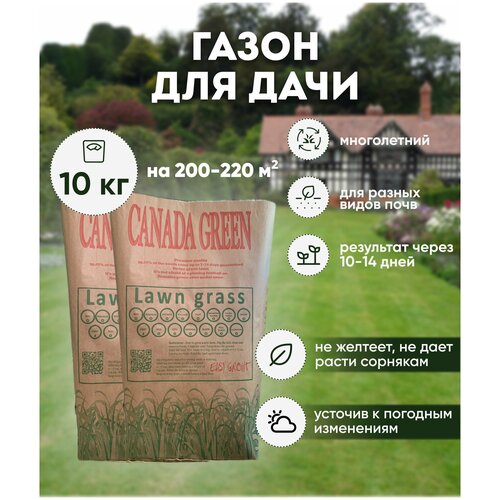 Газонная трава семена для дачи 10 кг Канада Грин "Viilage"на 2-2