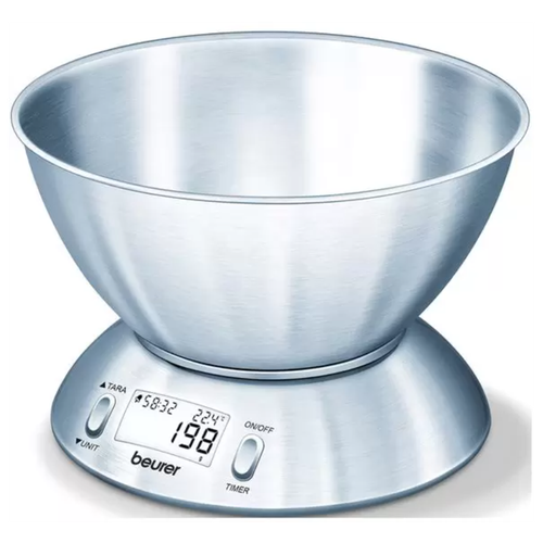 Весы Beurer до 5кг / встроенный термометр / весы с чашей из нержавеющей стали / наличие таймера