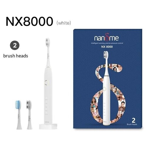 Электрическая звуковая зубная щетка Nandme NX8000-W2 (в комплекте две насадки)