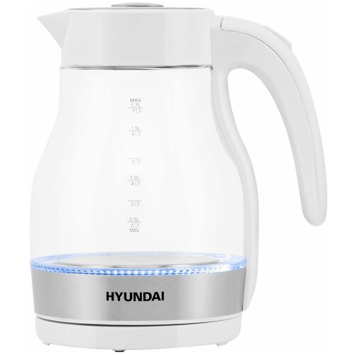 Чайник HYUNDAI HYK-G3802 белый/серебристый