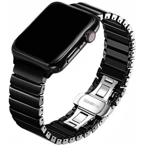 Ремешок керамический для Apple Watch 38/40/41 / Браслет блочный для часов Apple Watch 42/44/45/49 mm Series Черный