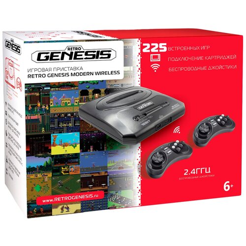 SEGA Retro Genesis Modern Wireless + 225 игр + 2 беспроводных джойстика 2.4ГГц (модель: ZD-02B