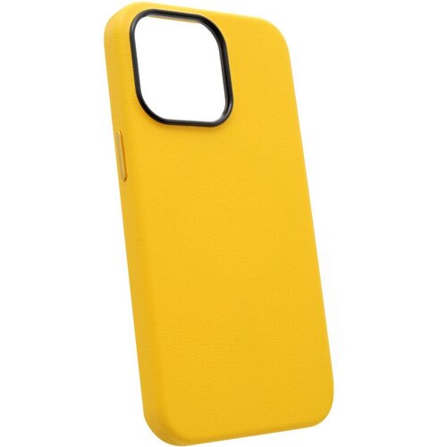 Чехол с MagSafe для iPhone 15 Pro Кожаный (Leather Co)-Жёлтый