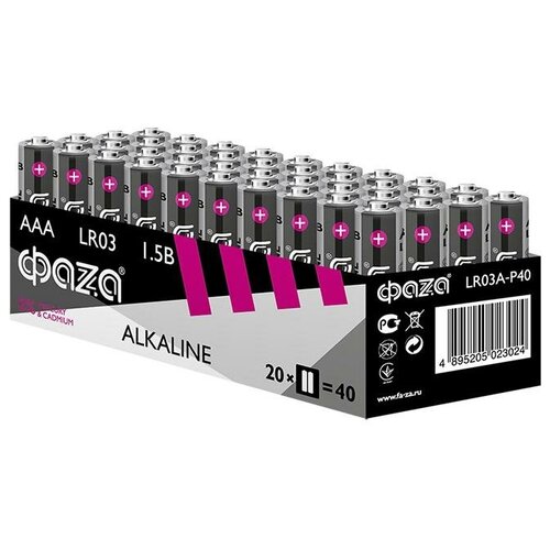 Элемент питания щелочной LR03 Alkaline Pack-40 (уп.40шт) ФАZА 5023024 ( 6 упак.)