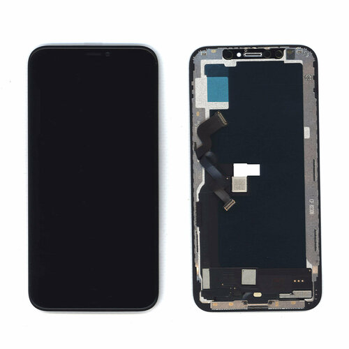Дисплей (экран) Amperin в сборе с тачскрином для iPhone XS черный с рамкой (Soft Oled) / 1125х2436