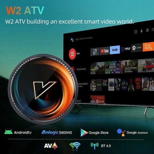 Смарт ТВ Приставка Vontar W2 ATV 2GB 16GB Android 11 Wi-Fi 5 Mali G31 GPU Amlogic S905W2 AV1 4K G10S Голосовой Пульт
