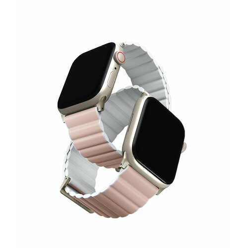 Ремешок Uniq для Apple Watch 42-49 mm Revix Premium Edition Leather Blush Pink / White