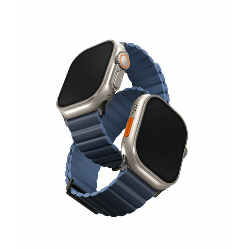Ремешок Uniq для Apple Watch 42-49 mm Revix Premium Edition Leather Prussian / Mist Blue