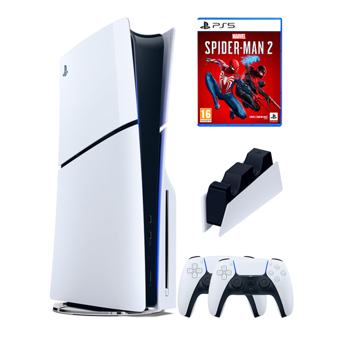 PS5 (ПС5) Игровая приставка Sony PlayStation 5 Slim disc + 2-й геймпад + зарядное + игра Spider-Man2