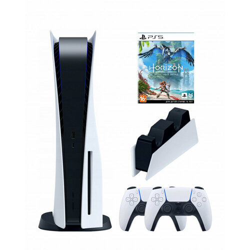 PS5 (ПС5) Игровая приставка Sony PlayStation 5 (3-ревизия)+2-й геймпад(белый)+зарядное+Игра Horizon
